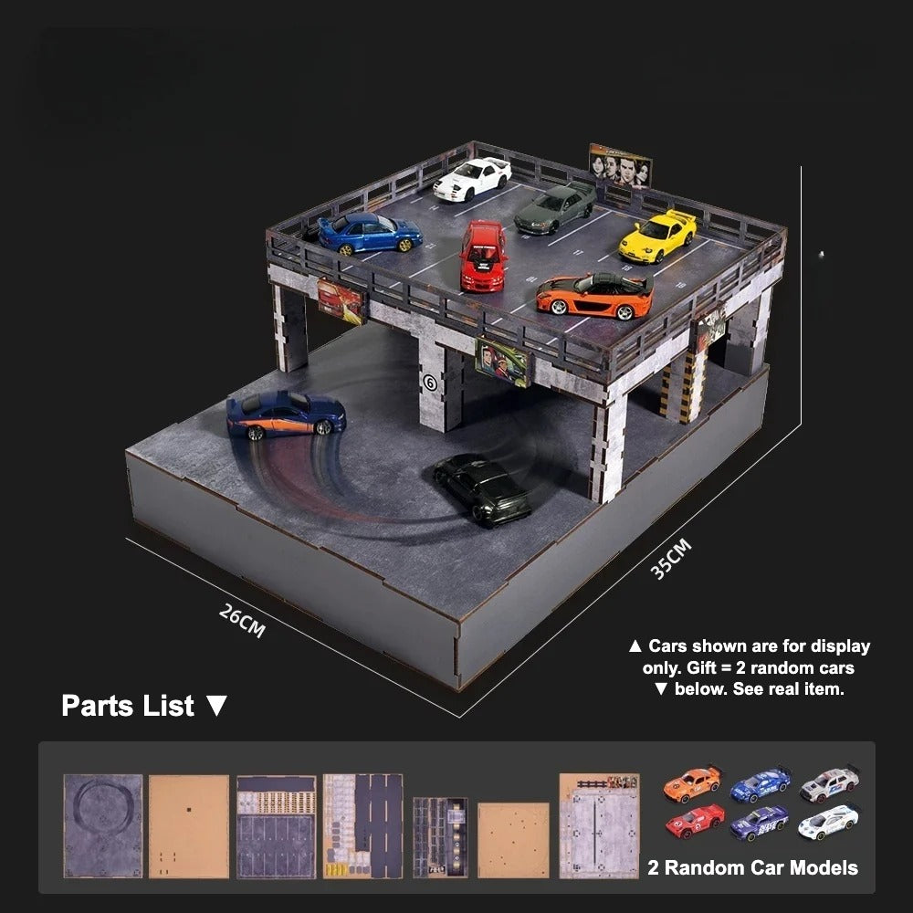 1:64 Scale Magnetic Drift Track Kit - Parking Lot Edition